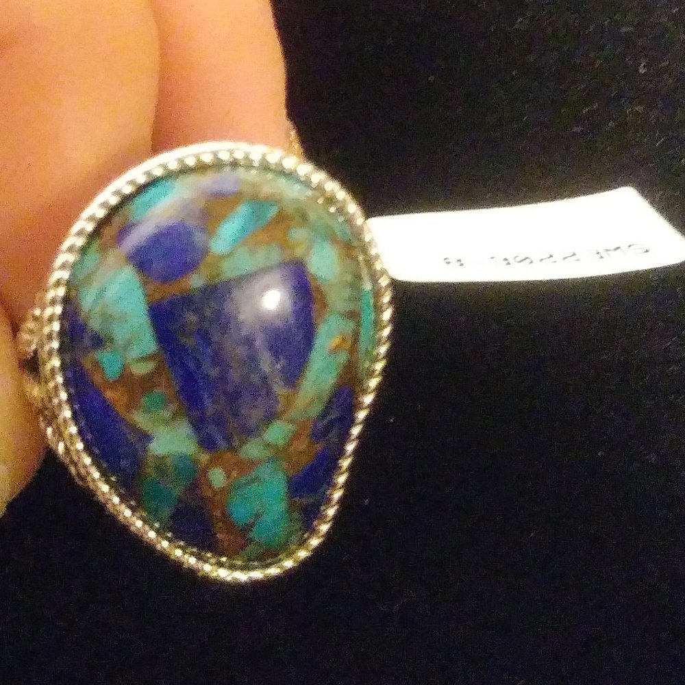 Turquoise TearDrop Sliver Ring - Picture 3 of 5